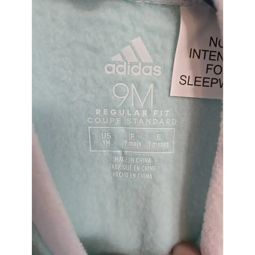 Adidas Micro Fleece Footie Lt Aqua. 9m. New